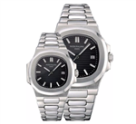 ست کاپل ساعت مچی پتک فیلیپ ناتیلوس سیلور صفحه مشکی Patek Philippe Nautilus Silver Black Screen Couple Set