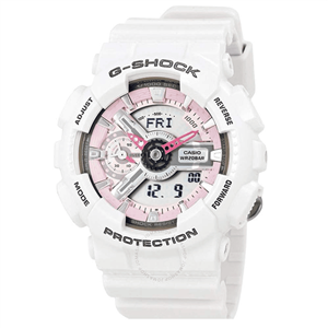 ساعت مچی زنانه و مردانه کاسیو جی شاک سفید صورتی Casio G-Shock GA-110QR White Pink 