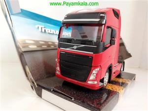 تک محور ماکت تریلی ولوو VOLVO FH بزرگ 1 32 WELLY قرمز 