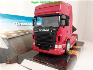 ماکت تریلی اسکانیا (SCANIA R730 BY WELLY) تک محور قرمز
