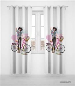 پرده پانچی دو تکه اتاق دخترانه طرح دختر مدل Fashion Girl