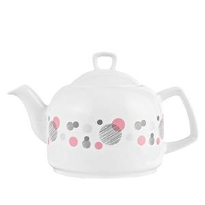 قوری چینی صورتی نقره ای مدل توپی پرارین 224