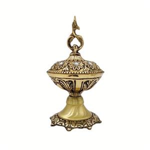 قندان برنزی نگین دار پایه برنجی