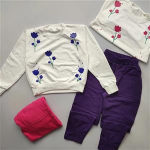 کراپ و شلوار دخترانه طرح گل