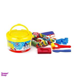 خمیر بازی سطلی 5 رنگ آریا کد 1062 سبز رنگ به همراه ابزار