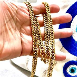 گردنبند کارتیر فشرده چهارطرف تراش استیل آبکاری عالی بطول 50 سانتیمتر و قفل طوطی