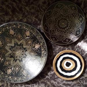 دیوارکوب نقطه کوبی شده 3تیکه تم کرم قهوه ای