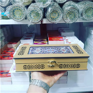 جعبه هدیه زعفران - چوبی دو خاتم پنج گرم  و هاون نقلی