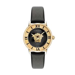 ساعت ورساچه زنانه طلایی بند چرم مشکی Versace-4774-L