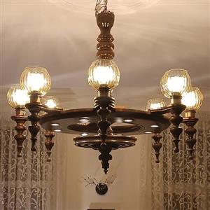 لوستر چوبی با قطر 70 و ارتفاع 60 سانت از جنس چوب راش