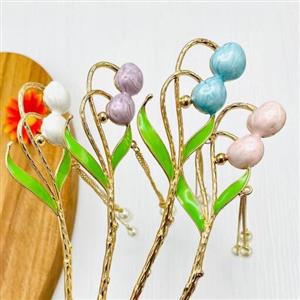 گیره مو مدل کانزاشی بزرگ وارداتی آویزدار طرح گوی رنگی