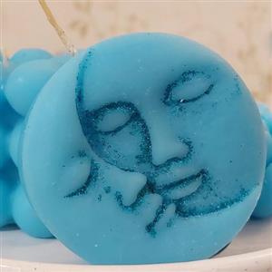 شمع مهر و ماه  یا شمع ماه و خورشید آبی دستساز  مناسب دکور