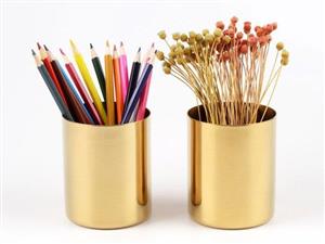 گلدان برنجی چند کاره طلایی Golden vase brass round pen holder 