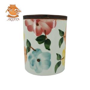 بانکه سرامیکی طرح گل های بهاری بسته 4 عددی