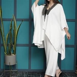 مانتو شلوار چکاوک جنس بابوس درجه یک خرجکار هندی فری سایز