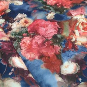 پارچه کرپ حریر گلدار کاربنی