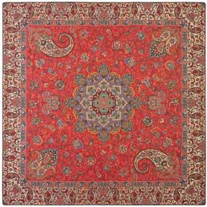 رومیزی ترمه سالاری یزد طرح بهارممتاز ابریشمی ـ مربع یک متر (بغچه) ـ قرمز تارسفید
