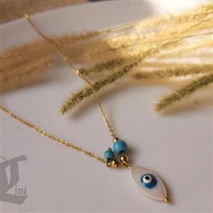 گردنبند چشم نظر با سنگ صدف اصل