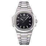 ساعت مچی مردانه پتک فیلیپ ناتیلوس سیلور صفحه مشکی Patek Philippe Nautilus Silver Black Screen 