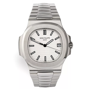 ساعت مچی مردانه پتک فیلیپ ناتیلوس سیلور صفحه سفید Patek Philippe Nautilus Watch Silver White Screen 