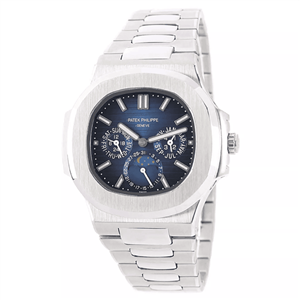 ساعت مچی مردانه پتک فیلیپ ناتیلوس پرپچوال سیلور صفحه آبی Patek Philippe Nautilus Perpetual Silver Blue Screen 