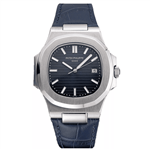 ساعت مچی مردانه پتک فیلیپ ناتیلوس بند چرمی صفحه مشکی Patek Philippe Nautilus Leather Black Screen 