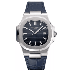 ساعت مچی مردانه پتک فیلیپ ناتیلوس بند چرمی صفحه مشکی Patek Philippe Nautilus Leather Black Screen 