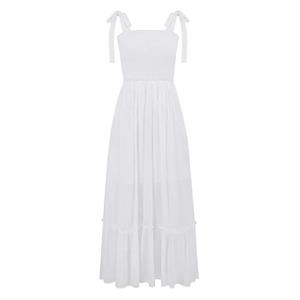 پیراهن زنانه مدل تابستانی بلند رنگ سفید