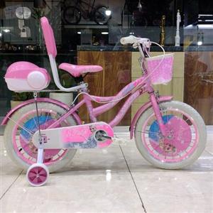 دوچرخه سایز 16 صورتی دخترانه درجه یک سبد پشتی دار طوقه آلومینیوم مارک Star