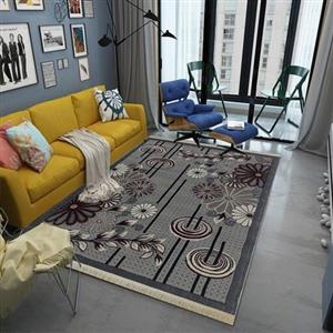گلیم  1 متری گرد (1-1) رنگ نقره ای -طرح گلسان -بدون ریشه- ارسال پس کرایه