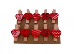 گیره چوبی طرح قلب بسته 10 عددی Decorative Wooden Heart