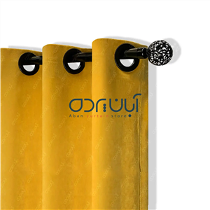 پرده اماده پانچ شده مخمل کالیفرنیا ترک درجه یک رنگ خردلی