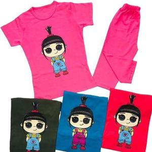 تیشرت شلوارک دخترانه ست قشنگ فانتزی مناسب سن5ماه تا 7سال سایز35-40-45-50جنس پارچه پنبه سوپر نخ پنبه فول کیفیت 4رنگ داره