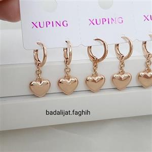 گوشواره ژوپینگ آویز قلب فوق العاده شیک حک خورده رنگ ثابت و آبکاری طلا شده