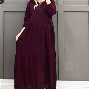پیراهن ساحلی نخی ساده استین دار