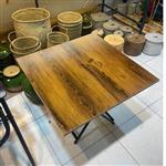 میز تاشو مسافرتی فلزی روی کار چوبی با روکش دور تا دور پی ویسی