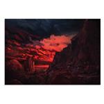 تابلو شاسی طرح نقاشی کوهستان قرمز Red Mountains Painting مدل NV0854