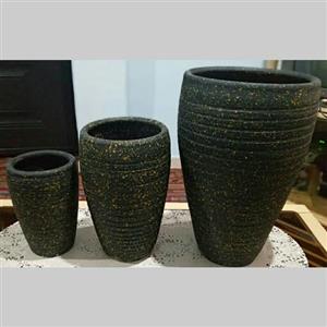 گلدان استوانه فنری سفالی 3تایی ( به نوشهر و چالوس)