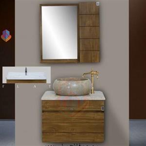روشویی کابینتی باکسی به همراه آینه طرح چوب متریال عالی کار لوکس