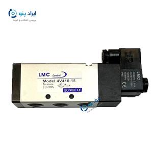 شیر برقی پنوماتیک 2-5 1/2 تک بوبین ال ام سی 24 ولت 4V410-15 LMC