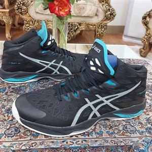 کفش والیبال و هندبال اسیکس وی سویفت ویتنام asics vswift ff رنگ سورمه ای فیروزه سایز 45 46 