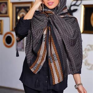 شال نخی منگوله دار  جنس درجه یک طرح فندی