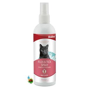 اسپری ضد کک و کنه بایولاین مخصوص گربه Bioline flea & tick spray حجم ۱۷۵ میلی لیتر