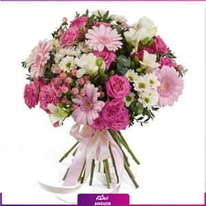دسته گل ترکیبی رز مینیاتوری، ژربرا و داوودی