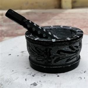 هاون سنگی قلم  کاری شده سایز کوچک سوغات اصیل مشهد مقدس