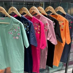 تیشرت سرشانه گلدوزی