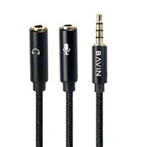 کابل تبدیل 1 به 2 جک 3.5 میلی متری باوین مدل AUX-21 طول 0.26 متر