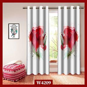 پرده چاپی گل رز قرمز کد W4209