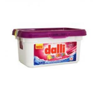 مایع لباسشویی کپسولی دالی dalli مدل فوق قوی مخصوص لباس های رنگی بسته 14 تایی 