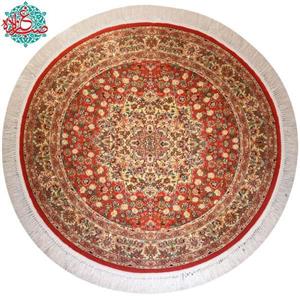 فرش ماشینی رادین اصفهان طرح دایره گل رز رنگ زمینه قهوه ای 